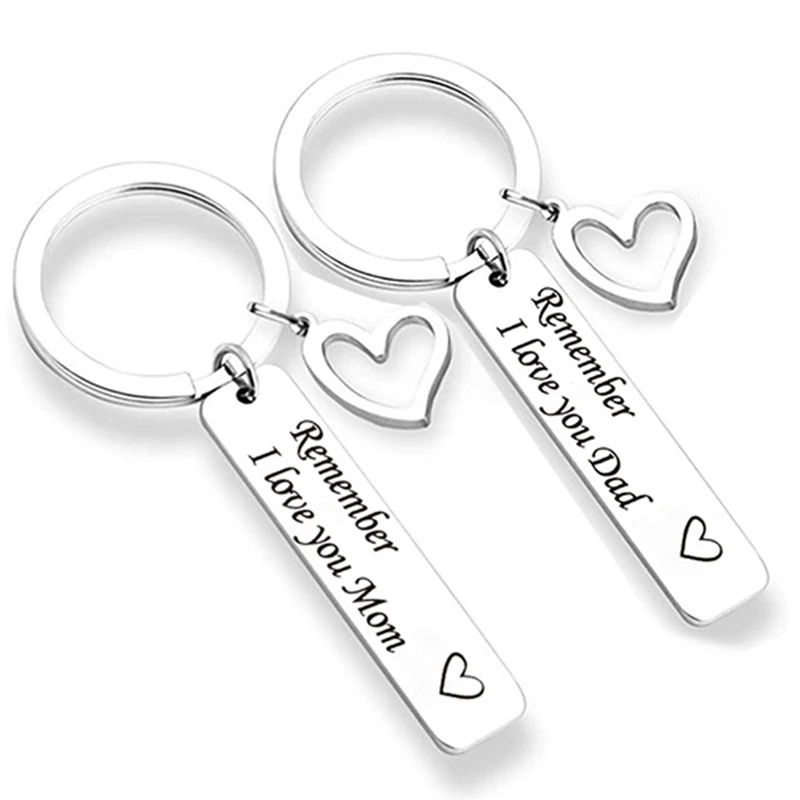 Remember I Love You Mom Dad Heart Trinket Keychain Rings Letter Pendant Key Chain For Mother's Father's Day Gift Jewelry | Украшения