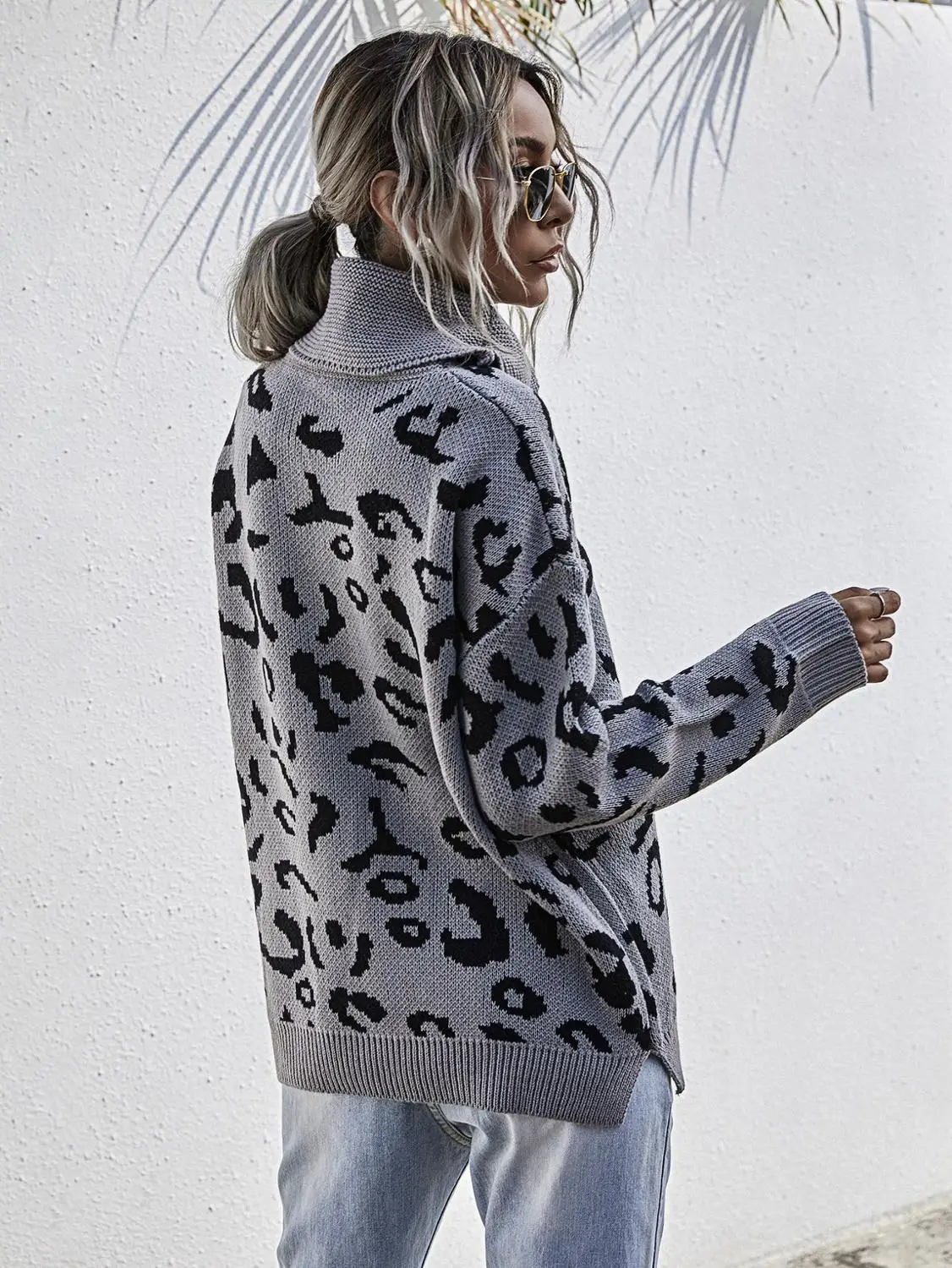 Свободный женский свитер-водолазка jaevini пуловер с длинным рукавом Осенний