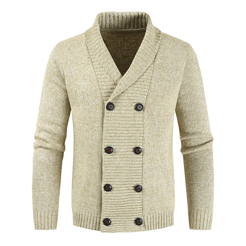 

2020 Men's Winter Wool Cardigan Sweater Double Breasted Cashmere V Neck Men Large Size Long Cardigan Men Pull Homme clothing
