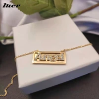 luer mothers day 2021 custom name necklace stainless steelcustom letter zircon hip hop jewelry for women gift dropshipping