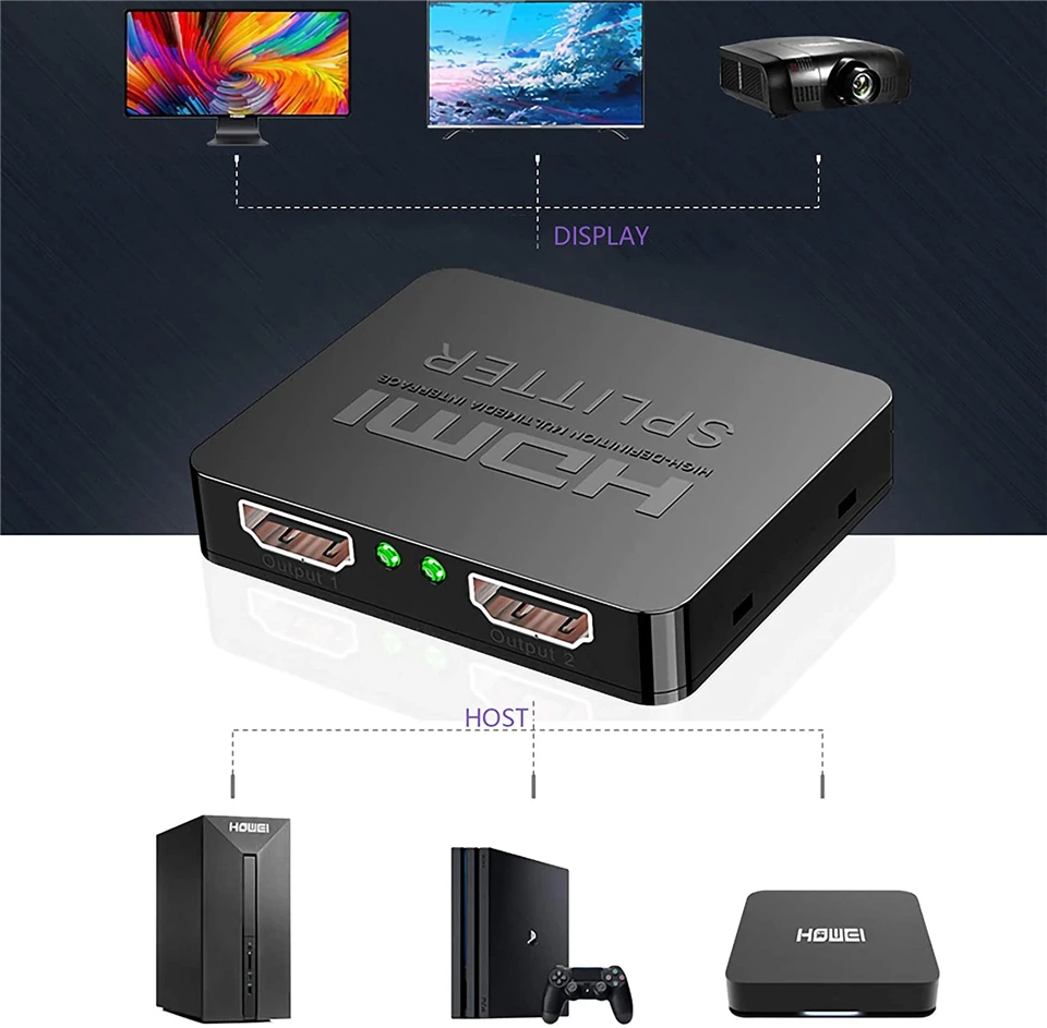 2022 best 4k hdmi splitter 1x2 hdmi 2 0 splitter 1 in 2 out hdmi amplifier switch hdr hdmi2 0 splitter for ps4 apple tv xbox ps5 free global shipping