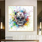 Абстрактная картина с черепом на холсте постер и печать винтажная картина на стену Декор для дома для гостиной Декор