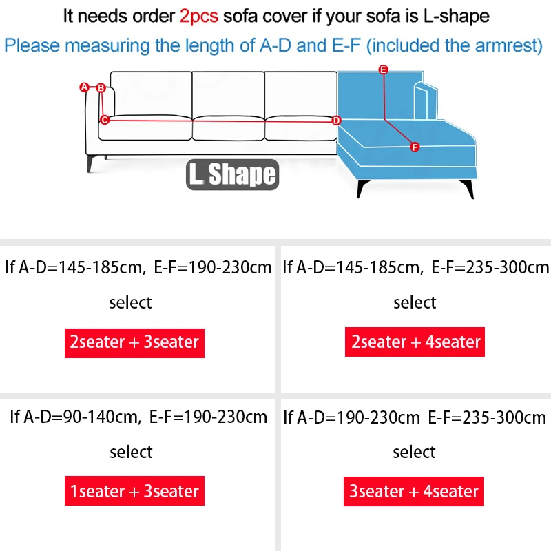 

1/2/3/4 Seat Elastic Sofa Cover Stretch Slipcover Sofa Covers For Living Room Couch Cover Chair L-Shape Need Buy 2piece