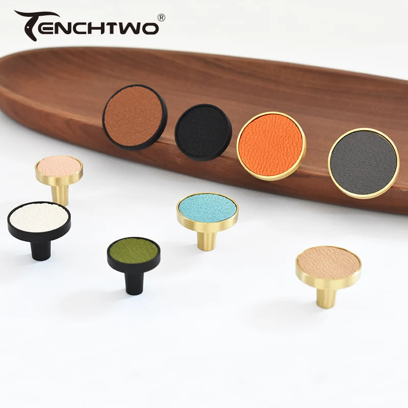 Роскошные кожаные латунные технические ручки для кухонного шкафа шкаф коробка