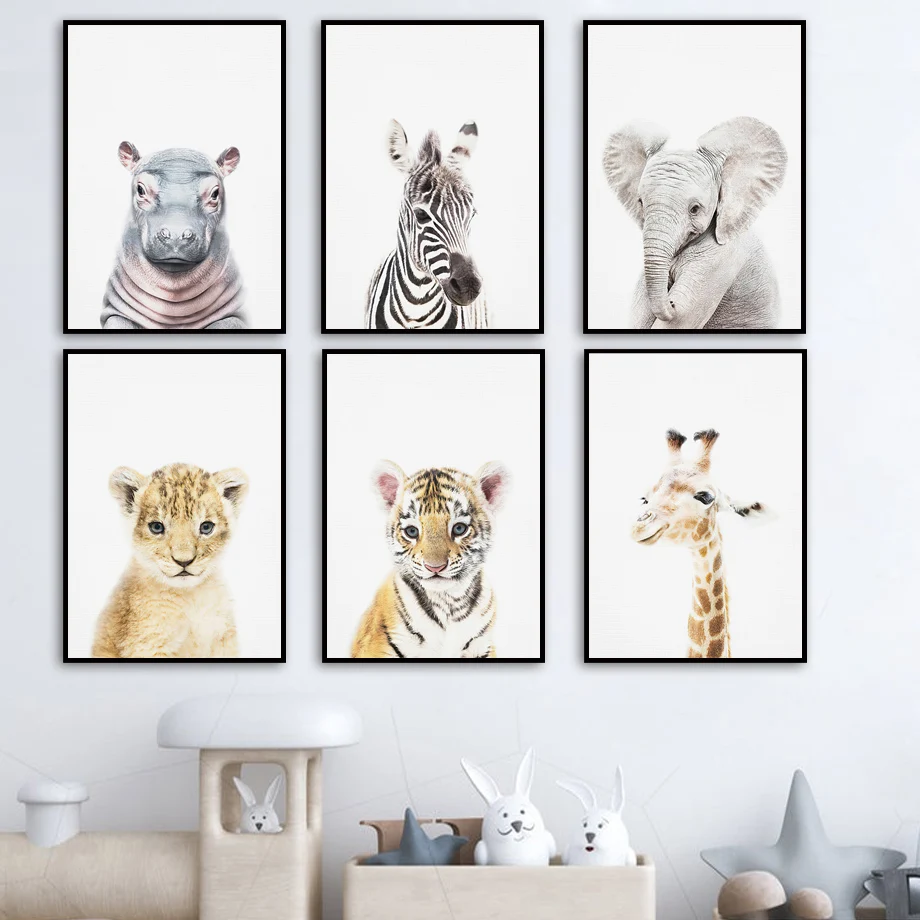 

Картина в скандинавском стиле с милыми животными джунглей Жираф Тигр Зебра Лев детская комната искусство домашний декор на стену качественный постер на холсте