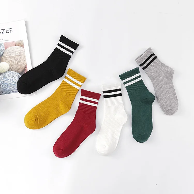 

Funny Cute Cotton Loose Striped Crew Socks Women Fashion Colorful Harajuku Designer Retro Long Socks New Year Christmas Gifts
