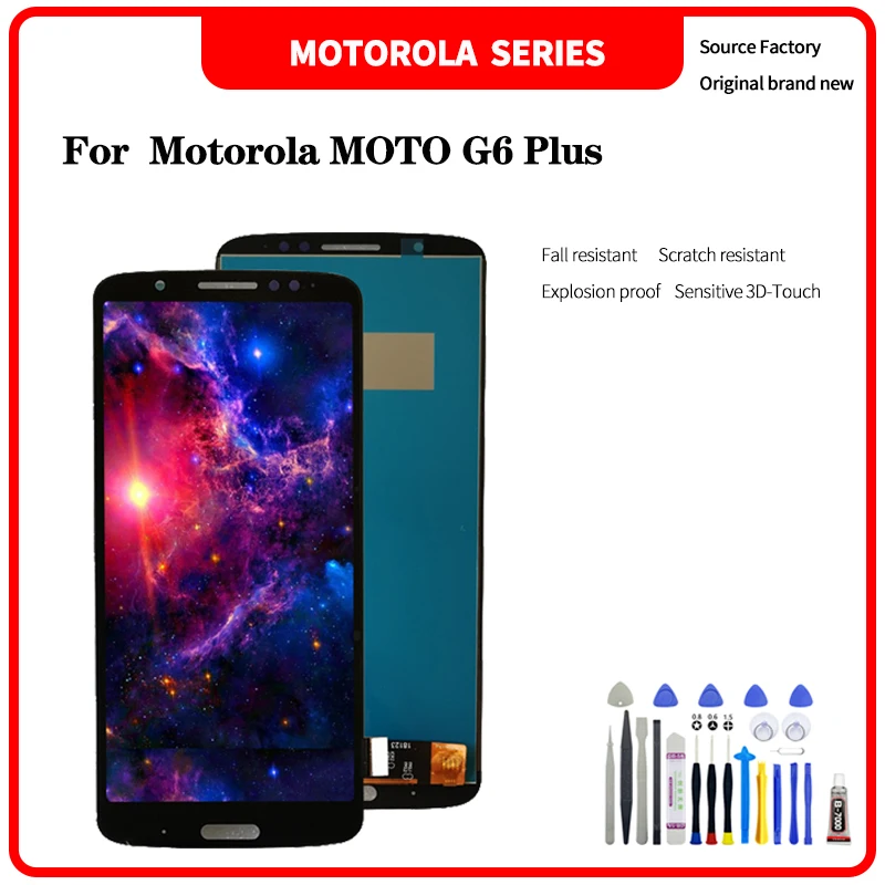 

ЖК-дисплей для Motorola XT1926-5 MOTO G6 Plus XT1926 без рамки дисплей сенсорный экран дигитайзер в сборе с инструментами