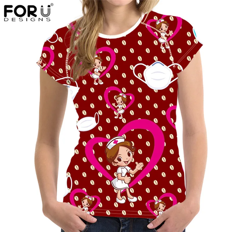 

FORUDESIGNS Dentistry Print Women Short Sleeve Tshirts Summer Breathable Female Tee Shirts Casual Round Neck Tops Shirts Clothes
