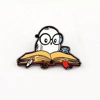 reading is magical hedwig hard enamel pin cute owl with glasses cartoons animal owl brooch accessories fashion jewelry gift