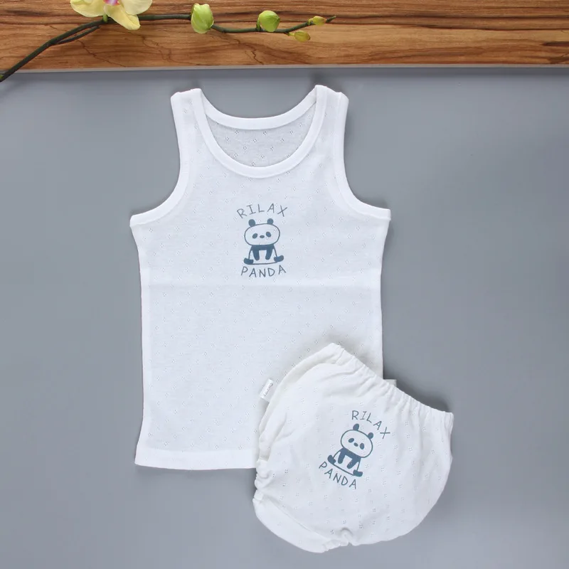 

2pcs/set kid Unferwear Set New Baby Cotton Vest Panties Boy and Girl clothes Thin Underwear Set Cartoon Unisex Underwear