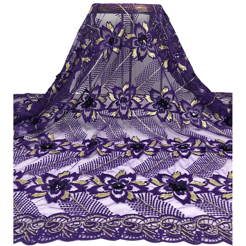 

Женские платья, африканская ткань, Новое поступление, фатиновая ткань с фиолетовыми и золотыми блестками, хорошее качество, французская кру...