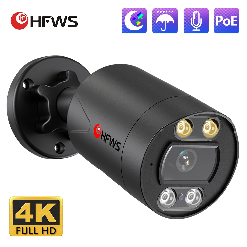 hfwvision 4k ip camera outdoor 8mp poe video recorder surveillance camera night vision home security camera free global shipping