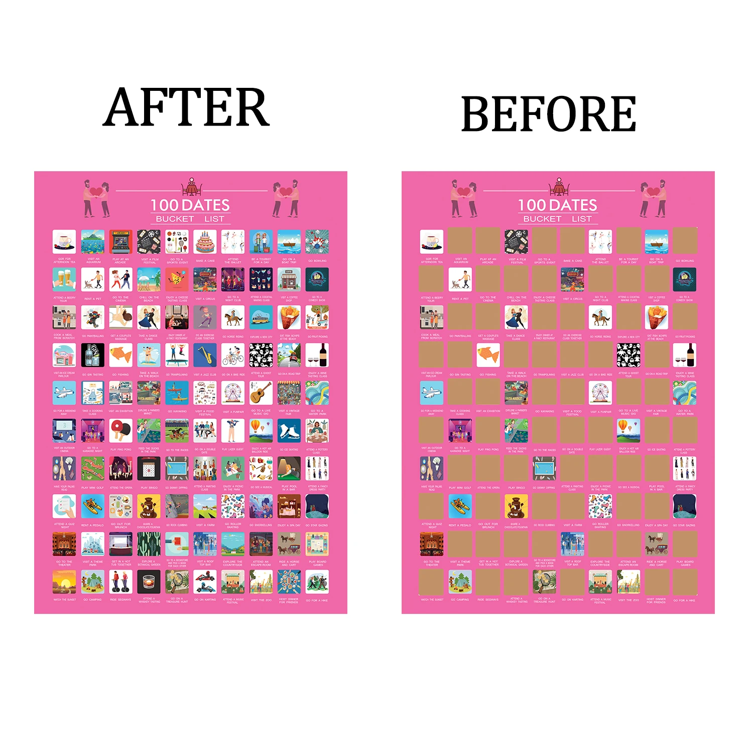 

100 DATES Couple Bucket list Scratch painting decoratio posters on the wall girl room decoration Decor birthday present