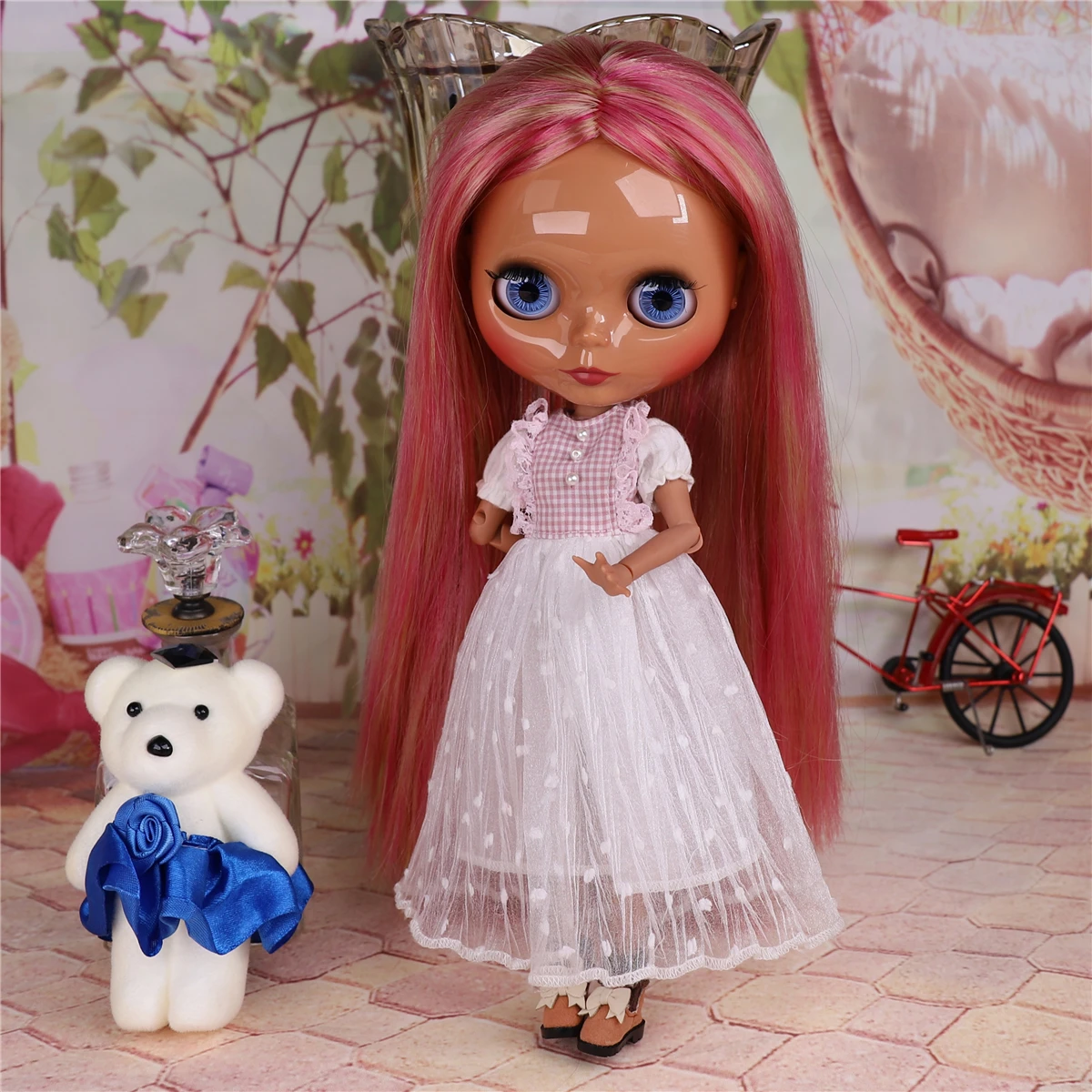 

ICY DBS Blyth doll Red and Blonde hair joint body shiny face 1/6 BJD 30cm toy girls gift