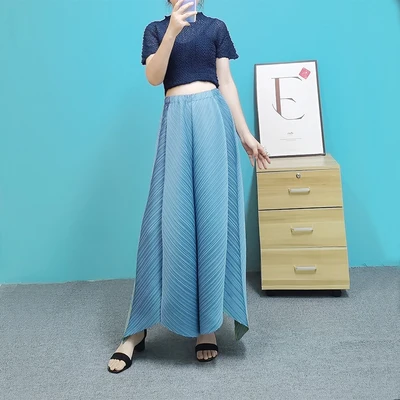 Горячая Распродажа модные плиссированные однотонные брюки miyake с широкими