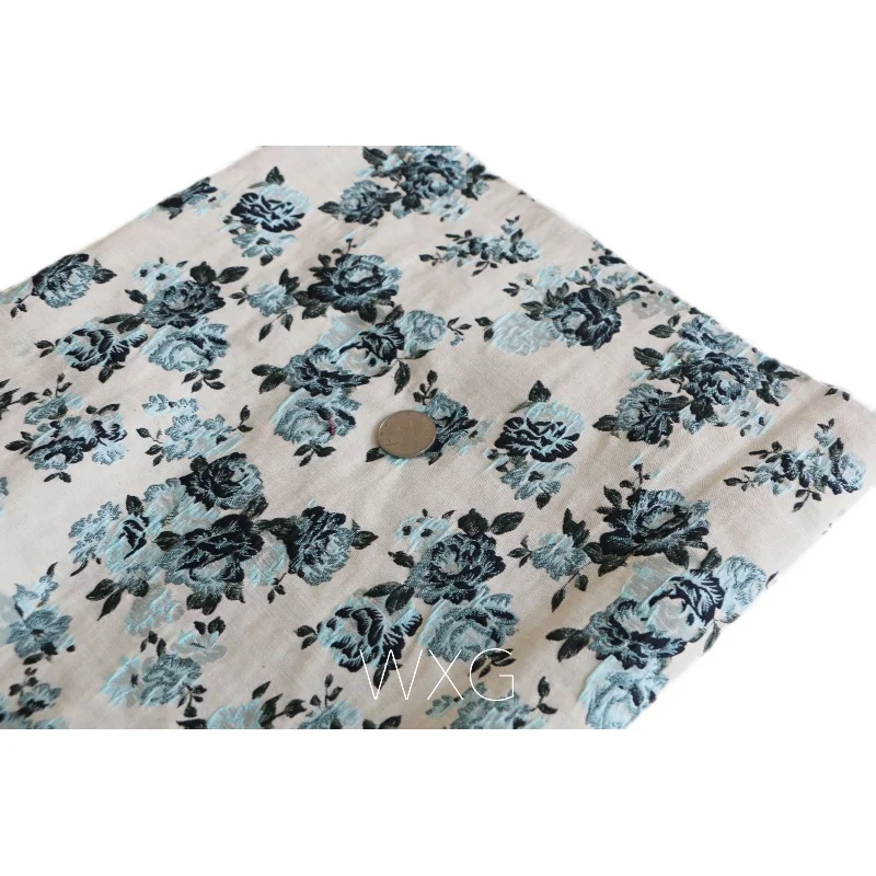 Винтажная двухсторонняя плиссированная жаккардовая модная ткань с розами для