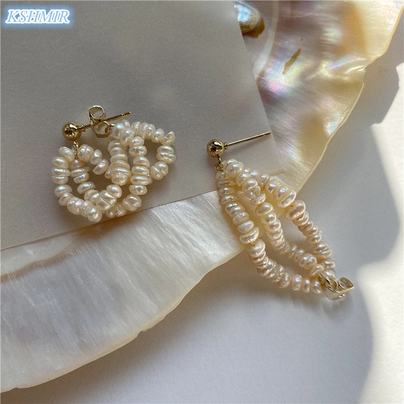 

Kshmir Retro Baroque pearl pearl earrings female earrings temperament personality freshwater pearl earrings 2021