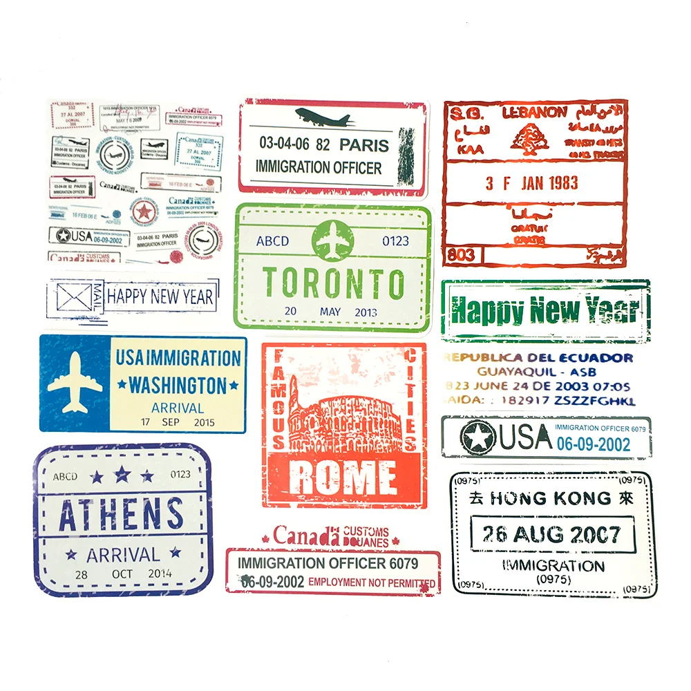 60 шт. путешествия печать Стикеры Ретро Винтаж место интереса СКЕЙТБОРД гитара