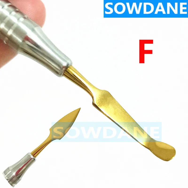 1 piece F Набор для отбеливания зубов из композитной смолы, наполняющий шпатель с титановым покрытием, набор наполнителя из смолы, стоматологический инструмент с толстой ручкой, набор для восстановления - Цвет: 1 piece F