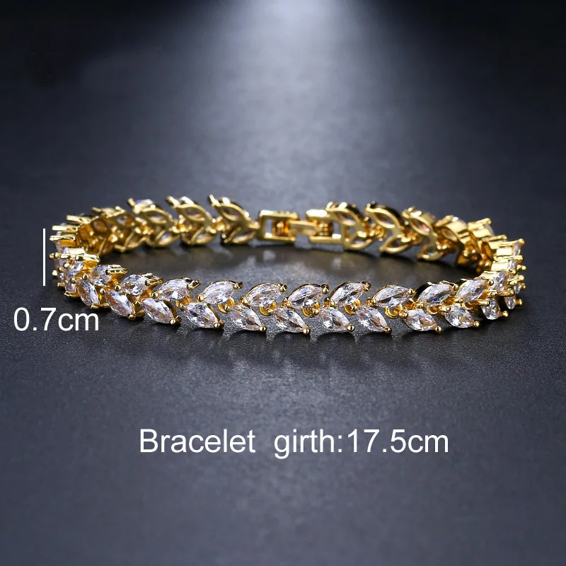 

ORZTOON Fashion Unusual Oval Zircon Leaf Bracelets For Women Vintage Luxury Silver Color Brass Bracelet Trendy Wedding Jewelry
