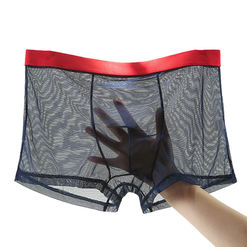 

Men Sexy Seamless Underwear Pants Mens Ultra-thin Transparent Boxershorts Male Mid-rise Mesh Slips Homme Panties Boxer Shorts
