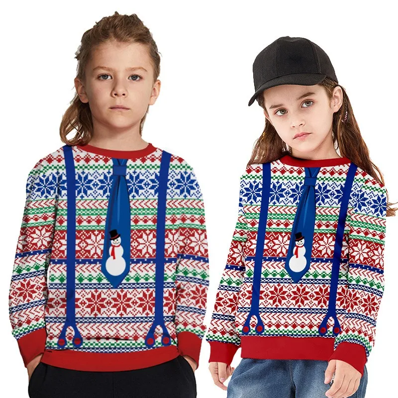 

2020 Autumn Christmas Sheep Digital Printed Children's Sweatshirt European and American Large Size Round Neck Top