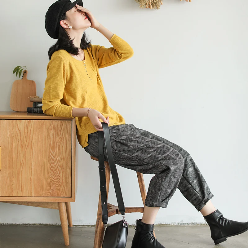 Женские клетчатые повседневные брюки Новинка осени 2019 винтажные женские на