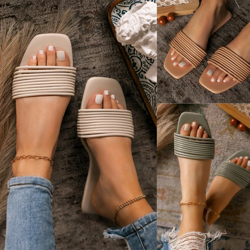 

2021 Summer Sandals For Women Flat Open Toe Outdoor Ladies Slippers Fashion Indoor Outdoor Beach Flip-flops Plus Size 43