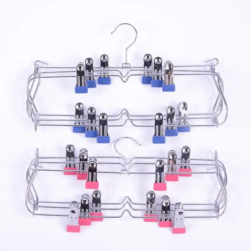

Space Saving Metal Multi-layer Pants Trousers Skirt Hanger Foldable Closet Hanger With Non-Slip Clips Tie Slack Rack Hanger