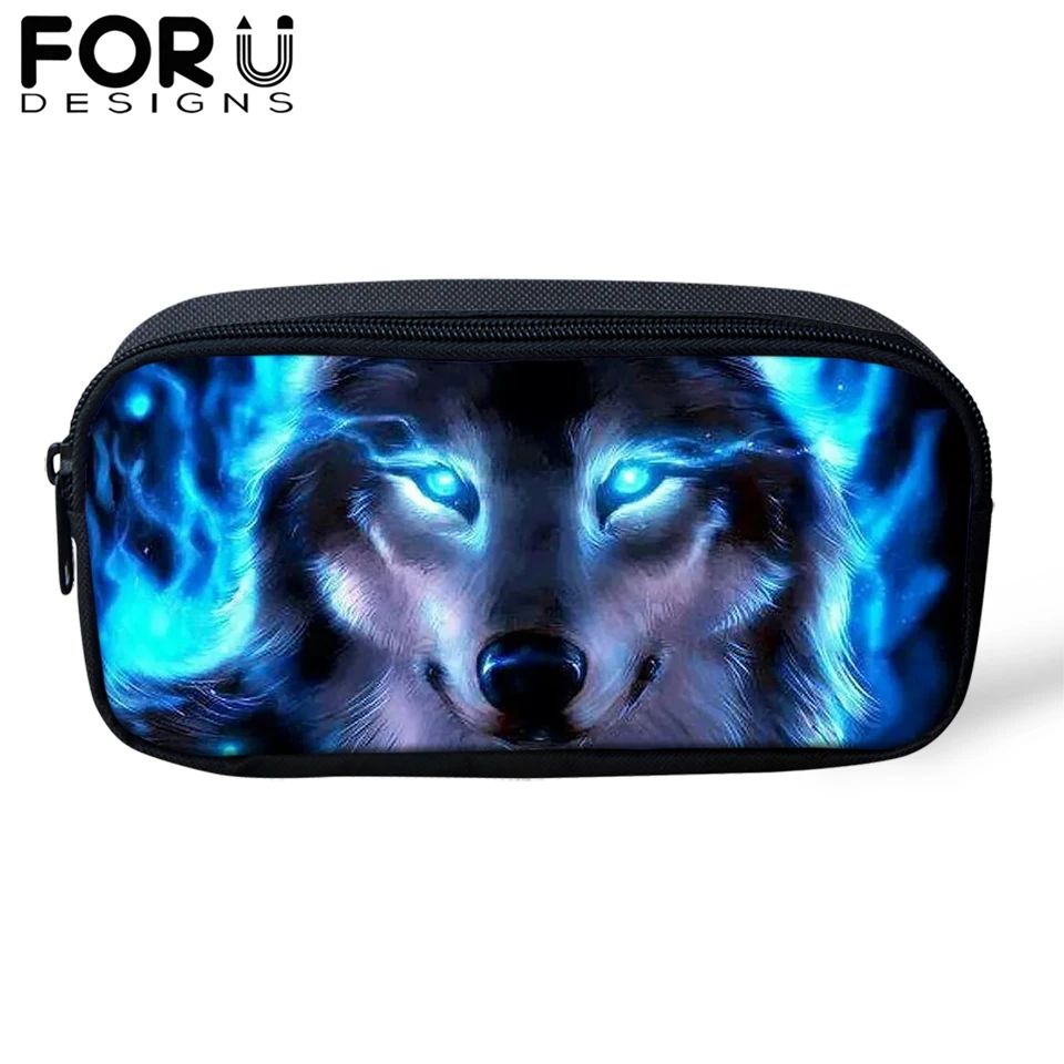 FORUDESIGNS/Сумка для карандашей пакет с рисунком волка из мультфильма для мальчика, Студенческая коробка для макияжа, дорожные кошельки, сумка для хранения канцелярских принадлежностей, защитный чехол