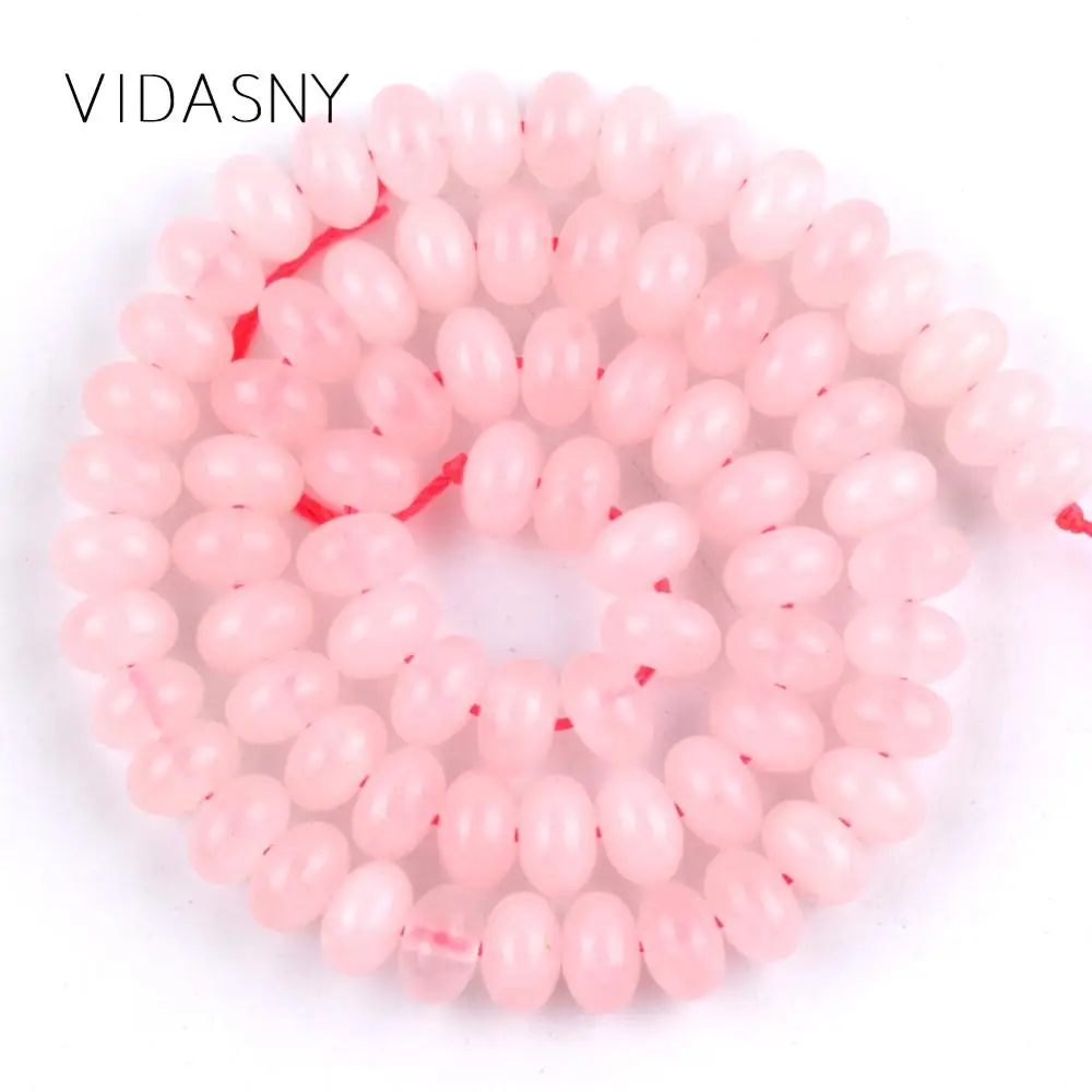 

Natural Mineral Gem Pink Quartzs Crystal Rondelle Beads For Jewelry Making 4 6 8mm Spacer Stone Beads Diy Necklace Bracelet 15''