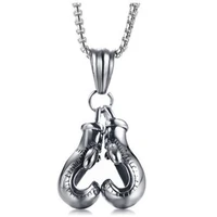 potcet unisex stainless steel boxing gloves titanium steel necklace pendant geometric fashion hip hop party jewelry