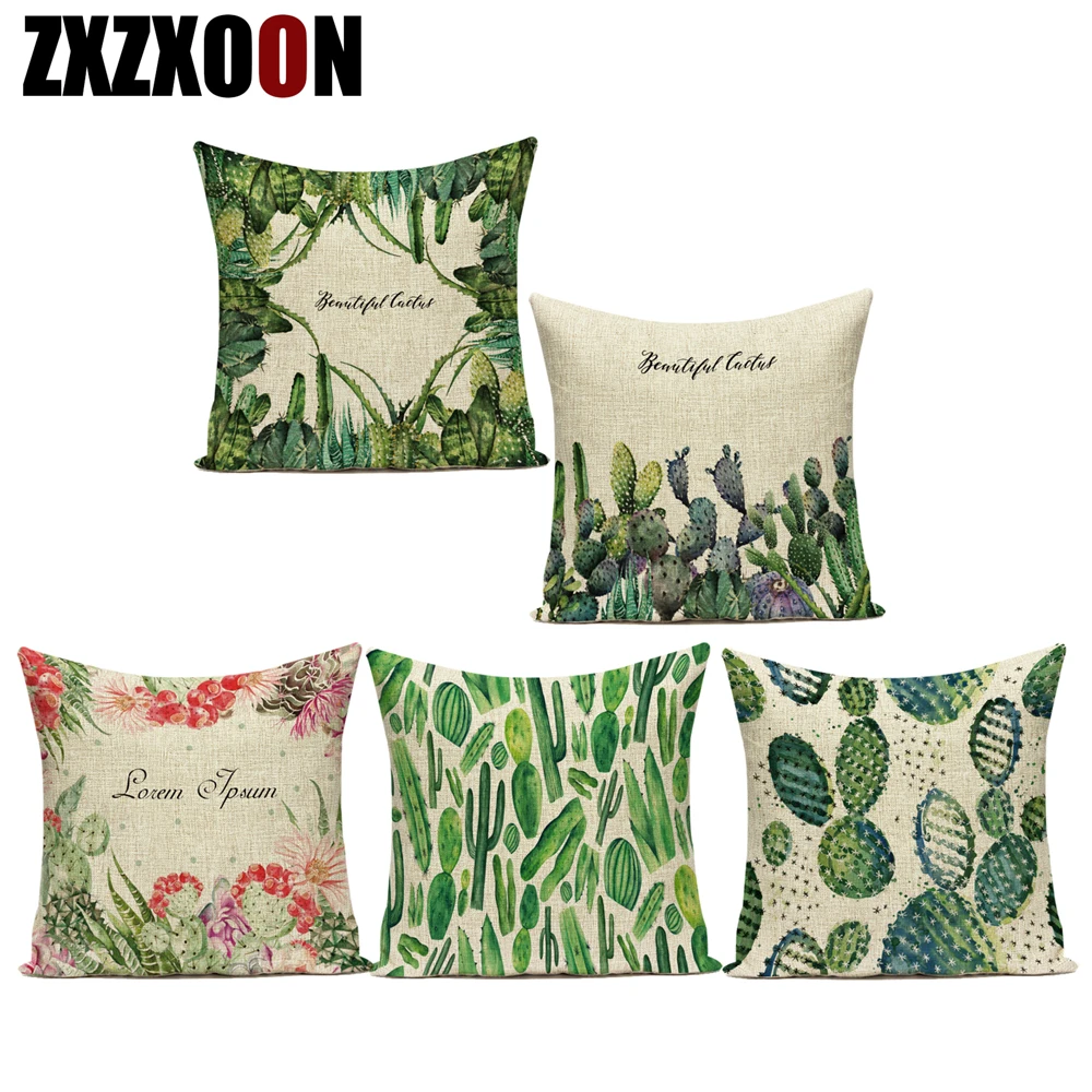 

Декоративная наволочка из полиэстера с изображением тропического кактуса