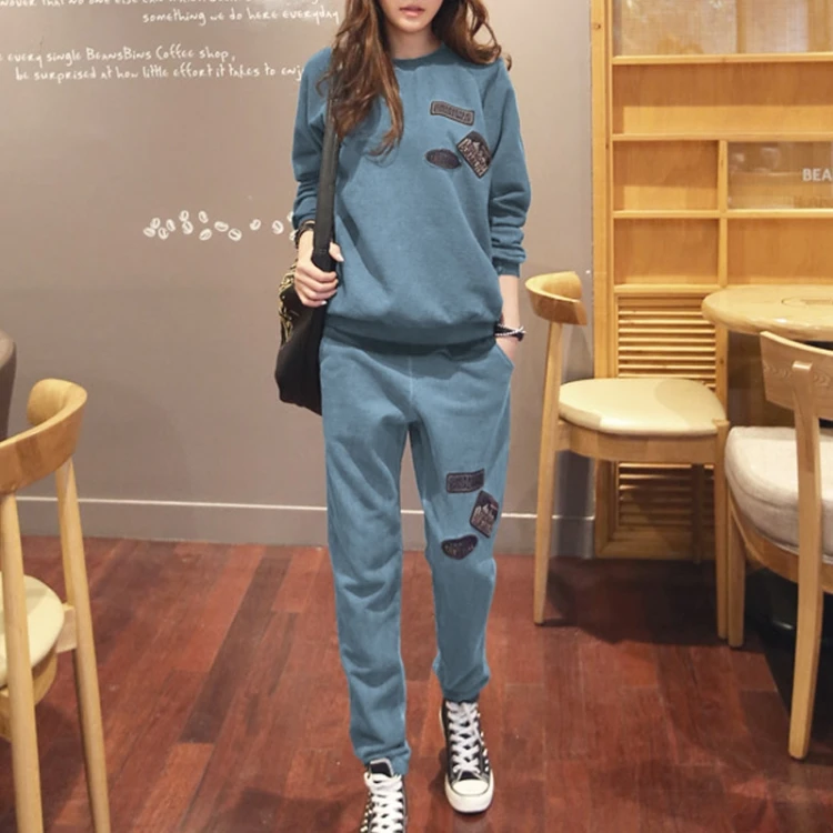 Lake Blue Spring S-6XL, женская спортивная одежда, спортивные костюмы, весна, осень, зима, повседневные, плюс бархат, Толстая Толстовка+ штаны, комплекты для женщин размера плюс - Цвет: Lake Blue Spring
