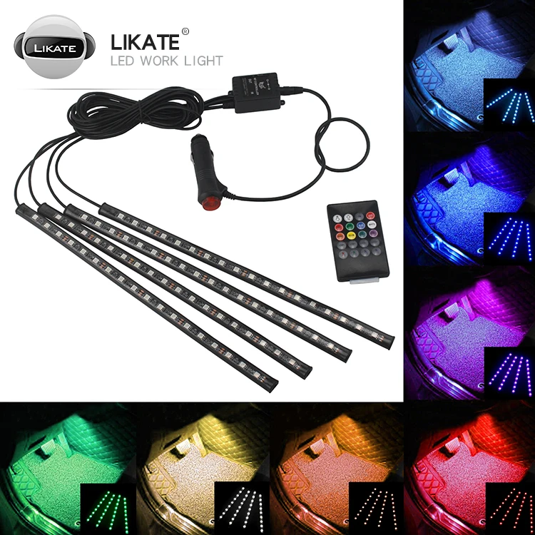 

LKT Car LED RGB Atmosphere Strip Light Remote voice control Interior Styling Decorative RGB LED Dynamic ambient Strip Light 12V