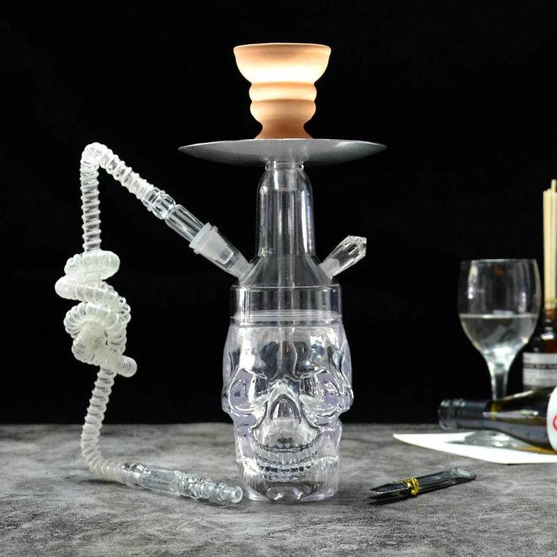 

Arab Acrylic Skull Hookah Set for Car,Shisha Water Pipe with LED Light Chicha Narguile Complete Cachimba Sisha Accessories