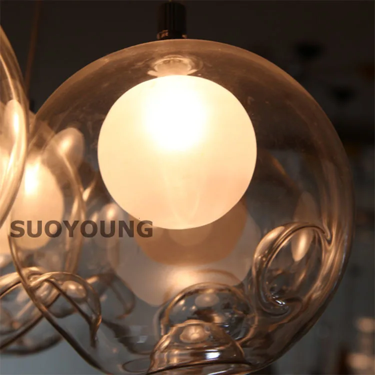 Люстра из стеклянного материала светодиодная Подвесная лампа современное