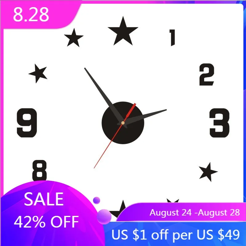 DIY Звездные цифровые настенные часы 3D стикер современный дизайн большие