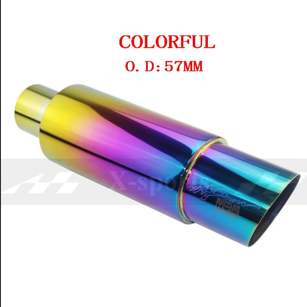 COLORFUL O.D 57MM Автомобильный Мотоцикл выхлопные системы глушитель наконечник Универсальный нержавеющая сталь ID 51 мм 57 мм 63 мм выход 89 мм глушитель выхлопной трубы глушители - Цвет: COLORFUL O.D 57MM