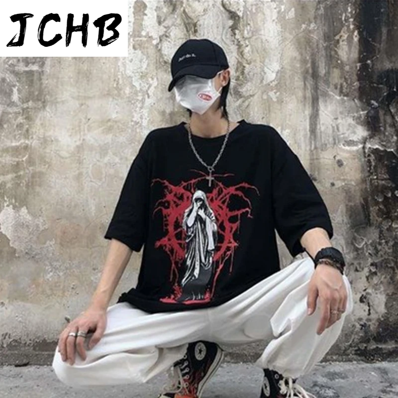 

2021 Summer Harajuku Short-sleeved t Shirt Hip Hop High Street Korean Loose Printing Oversized t Shirt Vetement Femme New Hot Se
