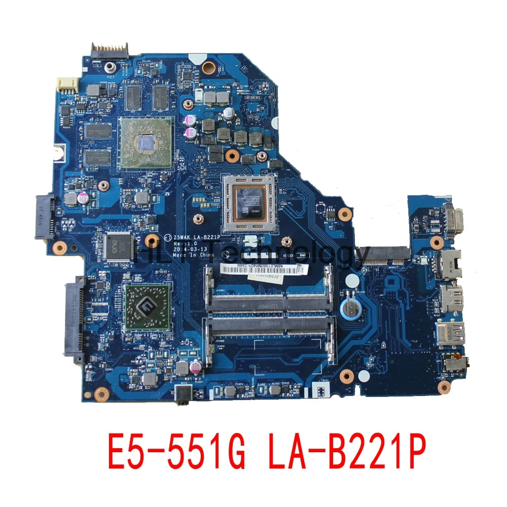 

Laptop Motherboard For Acer aspire E5-551G E5-551 Z5WAK LA-B221P NBMLE11002 NB.MLE11.002 A8-7100 CPU R7 M265 GPU Mainboard