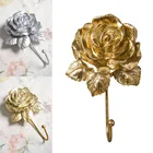 Вешалка для одежды с крючком в виде цветка розы, настенное крепление на дверь ванной, Винтажный Золотой держатель для полотенец, 1 шт.