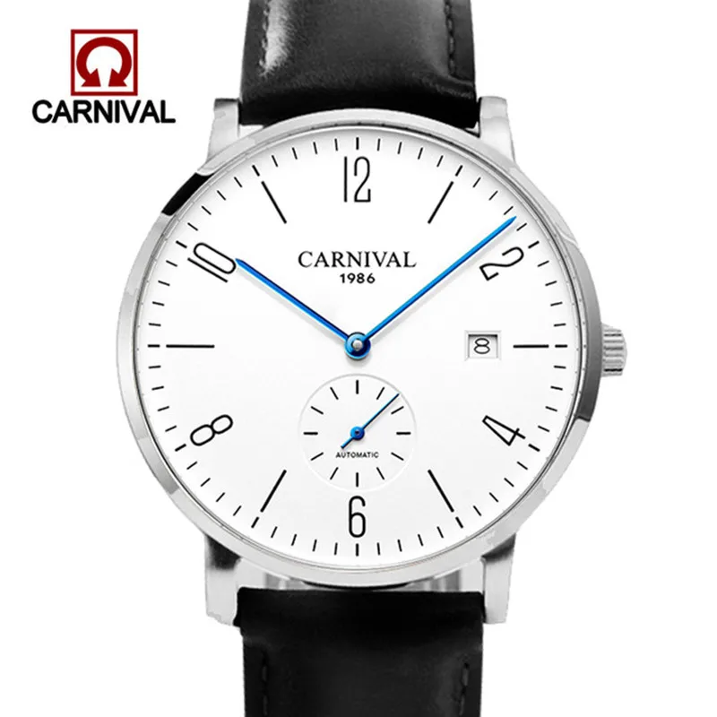 Carnival Brand Luxury Mechanical Watch Waterproof Ultra Thin Business Calendar Automatic Wristwatches For Men Relogio Masculino