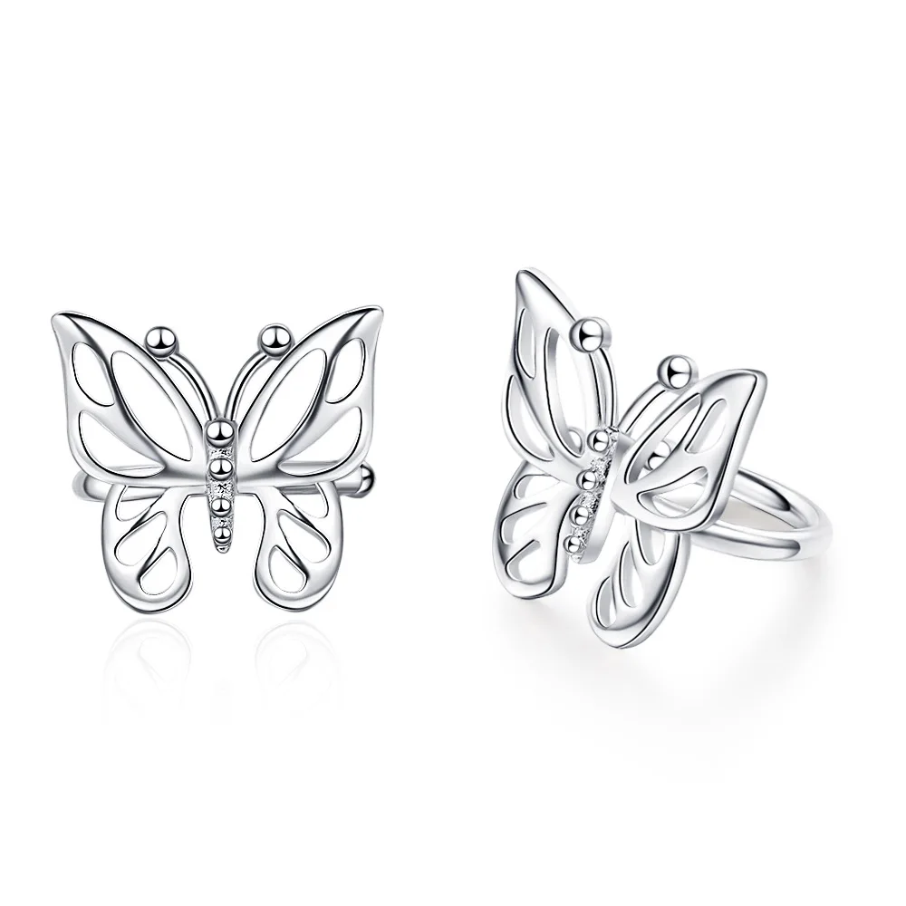 Милое Открытое платье с бабочками и слуховая косточка зажим 925 пробы Серебряная