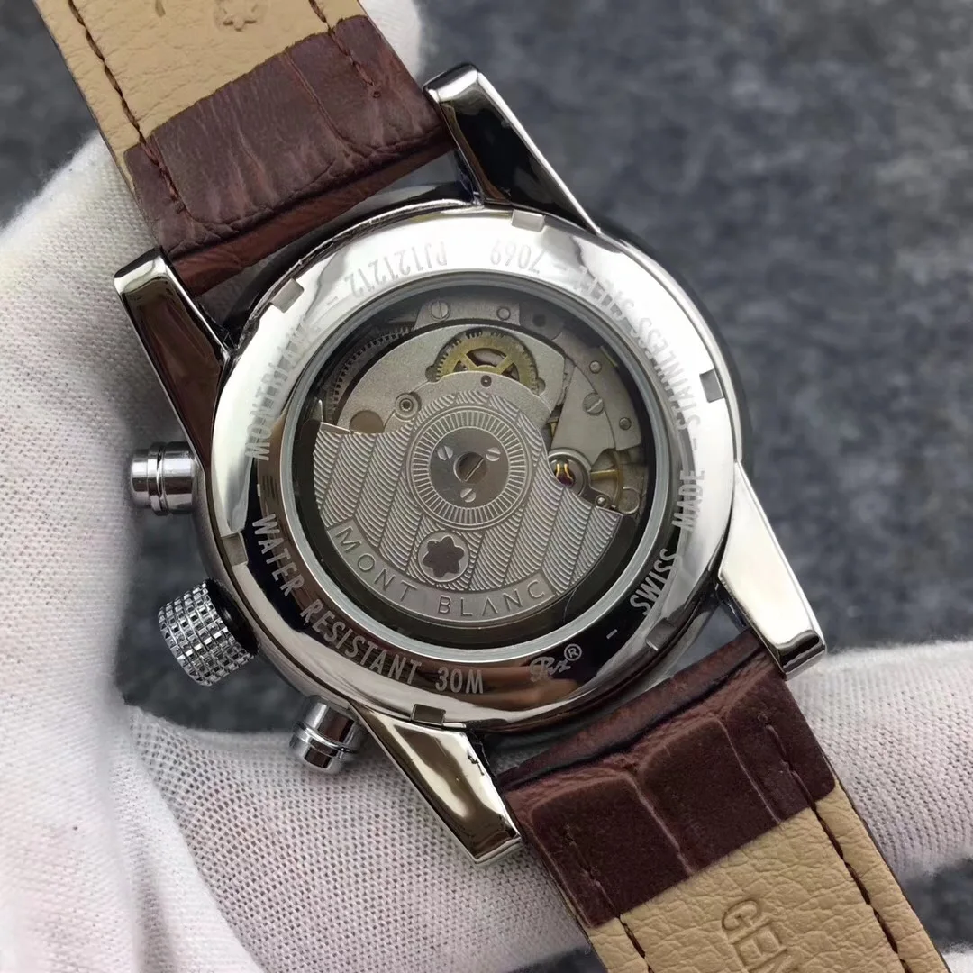 

Classic New Men Automatic Mechanical Silver Black Blue Watch Stainless Steel Leather Limited TimeWalker Wristwatch AAA+