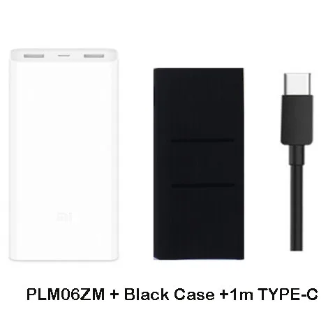 Black Case Type -c Xiao mi power Bank 20000mAh 2C портативное зарядное устройство mi внешний аккумулятор power bank 20000 mah Поддержка QC3.0 Dual USB для мобильных телефонов - Цвет: Black Case Type -c