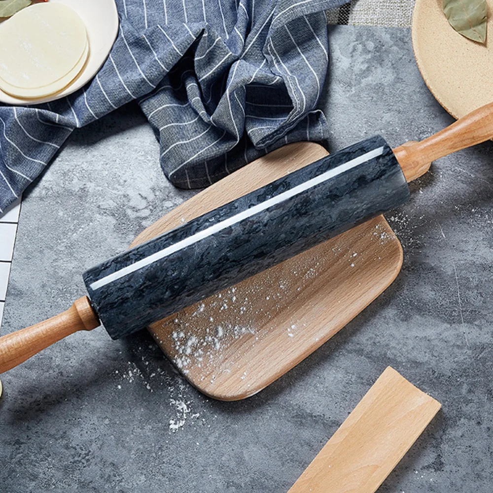 

Wooden Handle Rolling Pin Practical Dough Roller Marble Rolling Stick for Home