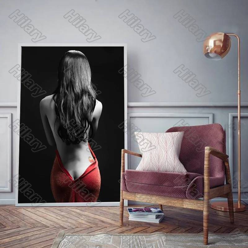 

Poster Half Naked Figure Blindfolded Beauty Canvas Painting Wall Art Nature Home Decoration for Living Room and Bedroom