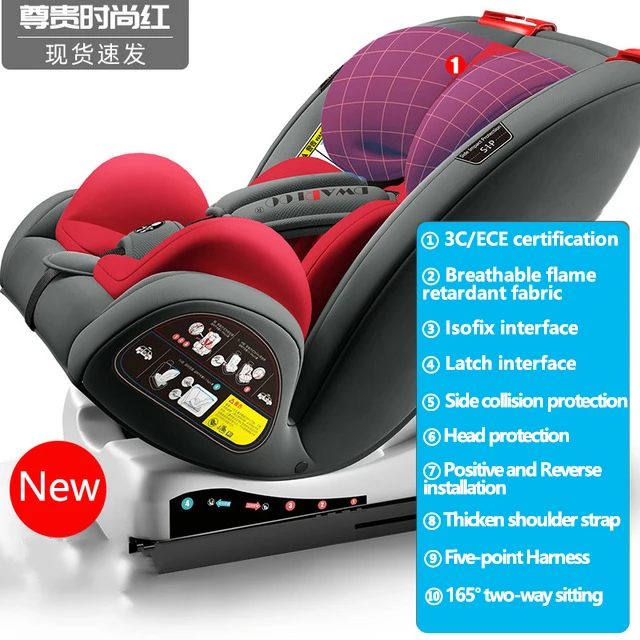 Red Автокресло Детское безопасное автомобильное сиденье с фиксатором Isofix и защелкой для 0-12 лет, зимнее портативное регулируемое детское автомобильное безопасное сиденье, автомобильное защитное кресло - Цвет: Red