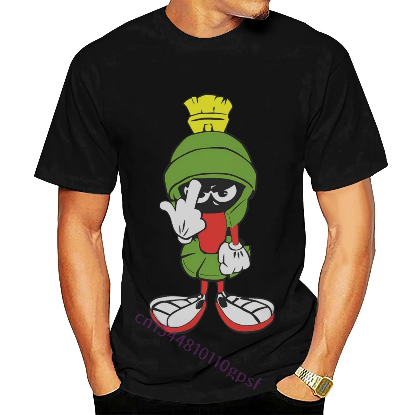 Unisex Marvin The Martian Funny Birthday Gift Vintage Funny Tshirt Men's 100% Cotton Black T-Shirt Streetwear Tee